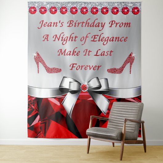 Tenture Commande spéciale pour Jean, toile de fond d'anniv (En situation)