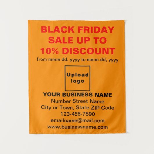 Tenture Commerce noir Vendredi Vente sur couleur orange (Devant)