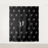 Tenture Company Logo Branded Pattern Black Event Tapestry (Devant)