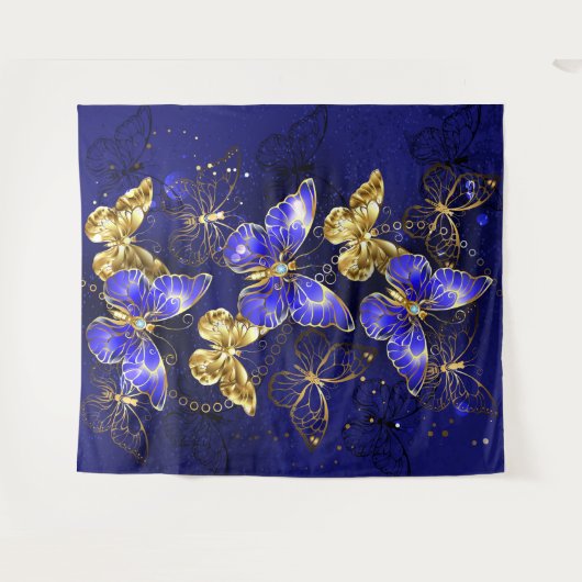 Tenture Composition avec papillons Sapphire (Devant (Horizontal))