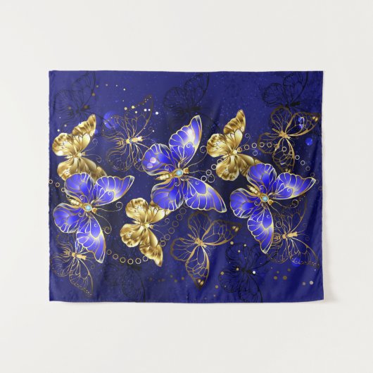 Tenture Composition avec papillons Sapphire (Devant (Horizontal))