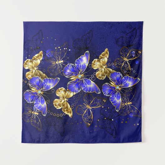 Tenture Composition avec papillons Sapphire (Devant (Horizontal))