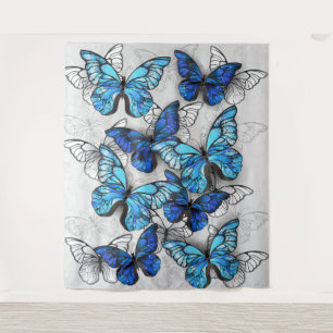 Tenture Composition des White and Blue Butterflies