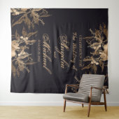 Tenture Composition florale en faux métal doré élégant pou (En situation (horizontale))
