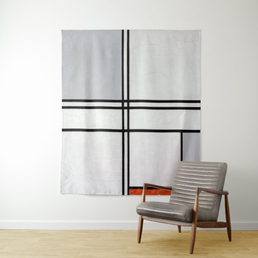 Tenture Composition (no 1) Gris-rouge | Piet Mondrian | (En situation)