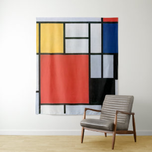 Tenture Composition Rouge, Jaune, Bleu, Noir Mondriaan
