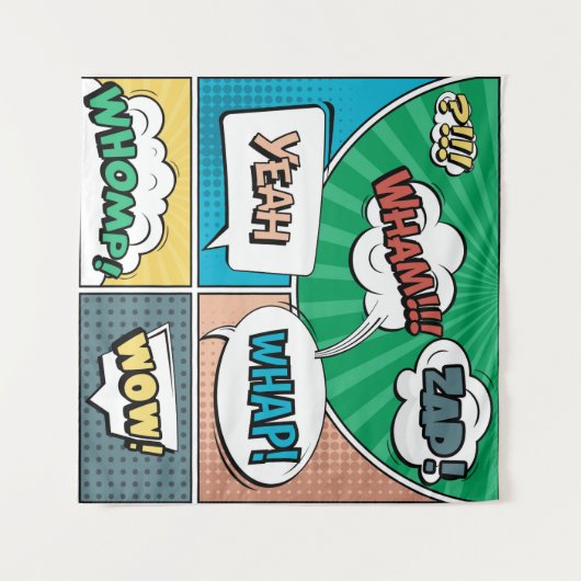 Tenture concept créatif Abstrait comic pop art style blan (Devant (Horizontal))