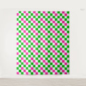 Tenture Conception à carreaux rose blanc vert (Devant)