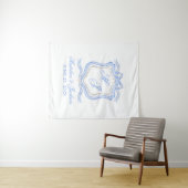 Tenture Conception aquarelle blason monogramme bleu mariag (En situation (horizontale))