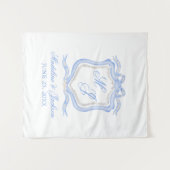 Tenture Conception aquarelle blason monogramme bleu mariag (Devant (Horizontal))