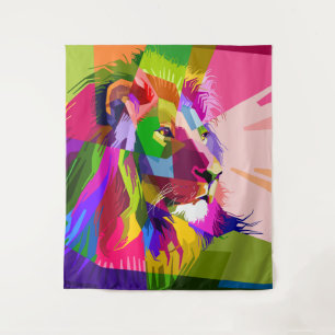 Tenture Conception d'art pop prismatique coloré de lion