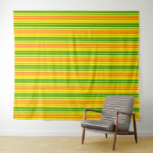Tenture Conception de bandes verticales orange jaune vert (En situation (horizontale))