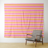 Tenture Conception de bandes verticales rose orange blanc  (En situation (horizontale))