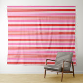 Tenture Conception de bandes verticales roses rouges blanc (En situation (horizontale))