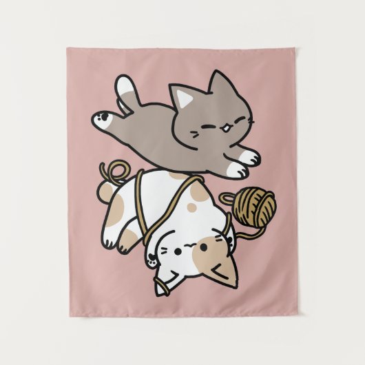 Tenture Conception de chats mignons et joueurs – Art de pa (Devant)