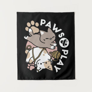 Tenture Conception de chats mignons et joueurs – Art de pa