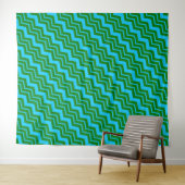 Tenture Conception de chevron en zigzag bleu vert (En situation (horizontale))
