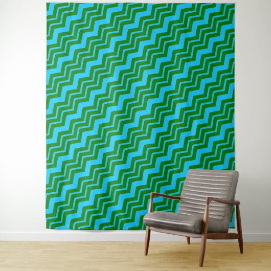 Tenture Conception de chevron en zigzag bleu vert (En situation)