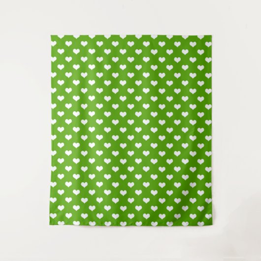 Tenture Conception de coeurs adorables verts blancs (Devant)