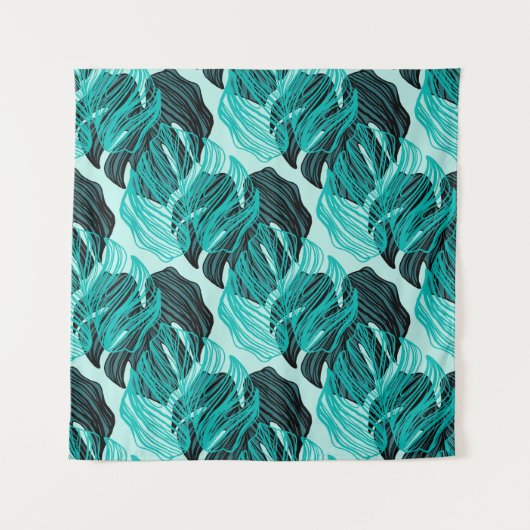 Tenture Conception de feuilles de palmier tropical vert. (Devant)