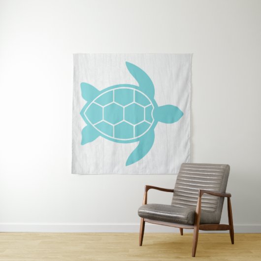 Tenture Conception de la tortue marine dans Ocean Vert ble (En situation (horizontale))