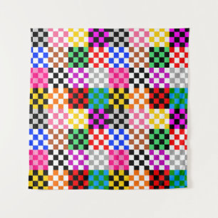 Tenture Conception de motif à carreaux patchwork coloré 