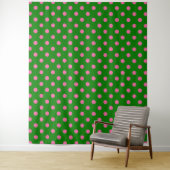Tenture Conception de motif à pois rose sur fond vert  (En situation)