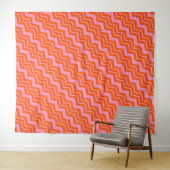 Tenture Conception de motif chevron orange et rose (En situation (horizontale))