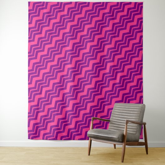 Tenture Conception de motif chevron rose et violet (En situation)