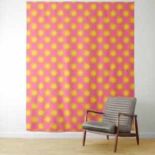 Tenture Conception de motif de soleil ensoleillé sur rose