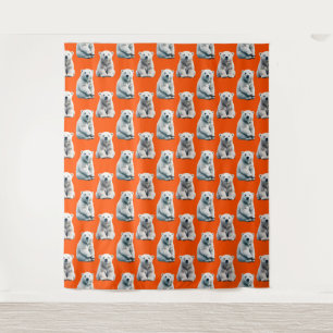 Tenture Conception de motif d'ours polaire sur orange