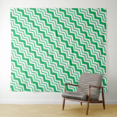 Tenture Conception de motif en chevron zigzag blanc vert (En situation (horizontale))