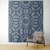 Tenture Conception de motif mandala bleu et argent (En situation)