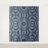 Tenture Conception de motif mandala bleu et argent (Devant)