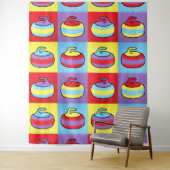 Tenture Conception de pierre de curling Pop Art Rocks (En situation)