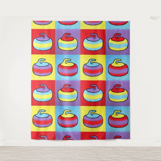 Tenture Conception de pierre de curling Pop Art Rocks (Devant)