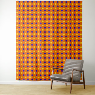Tenture Conception de points polka bleus jaunes orange