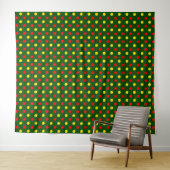 Tenture Conception de pois verts rouges jaunes (En situation (horizontale))