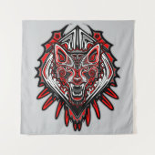 Tenture Conception de totem tribal Haida de loup (Devant)