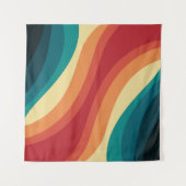 Tenture Conception d'ondes de style rétro multicolore (Devant)