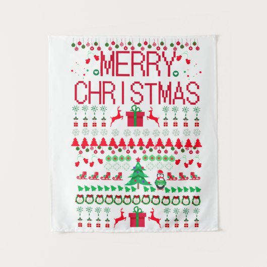 Tenture Conception « Joyeux Noël » de pull moche de Noël (Devant)