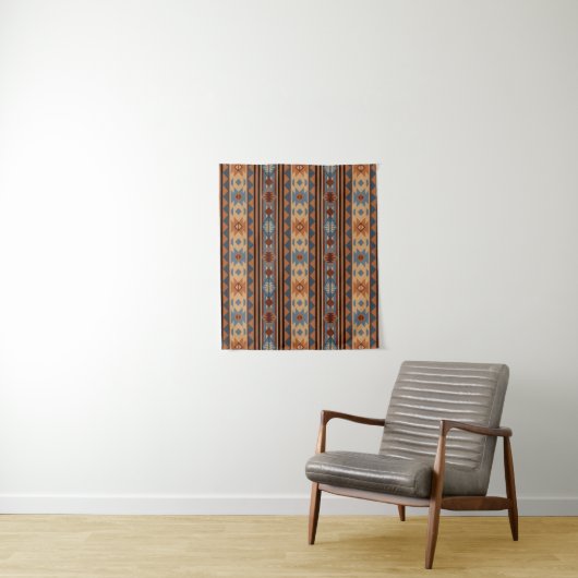 Tenture Conception sud-ouest Adobe Grey Brown Tribal Motif (En situation)