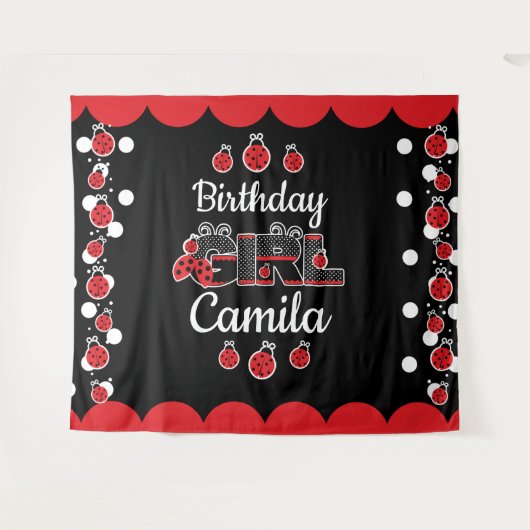 Tenture conceptions personnalisées de lady bug pour fille (Devant (Horizontal))