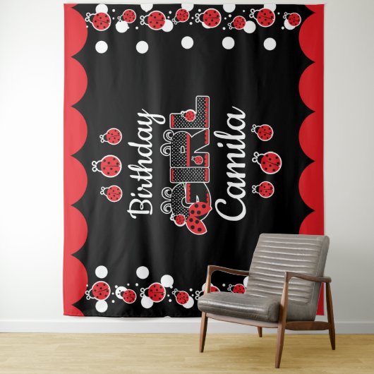 Tenture conceptions personnalisées de lady bug pour fille (En situation)