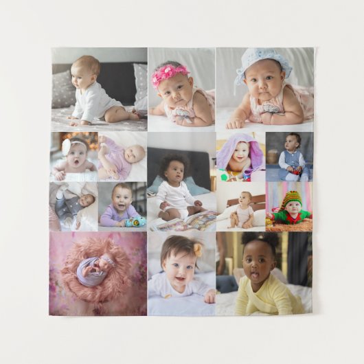 Tenture Concevez votre propre collage de 15 photos (Devant)
