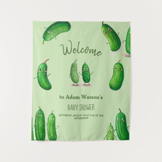 Tenture Concombre en Pickles Baby Shower Fantaisie Verte (Devant)