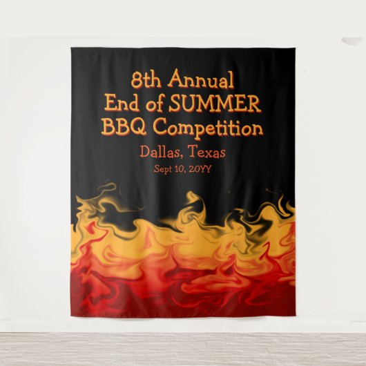 Tenture Concours de cuisine BBQ Modern Fire Flames (Devant)
