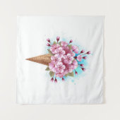 Tenture Cône rose Sakura crème glacée gaufre (Devant (Horizontal))