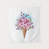 Tenture Cône rose Sakura crème glacée gaufre (Devant)