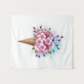 Tenture Cône rose Sakura crème glacée gaufre (Devant (Horizontal))